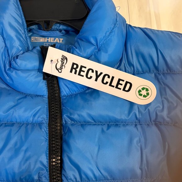 32 Degrees Heat Women Recycled Puffer Jacket Lightweight Warm Blue Zip-Up Large - Picture 6 of 11